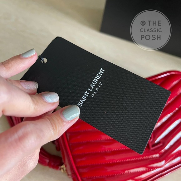 ❌SOLD❌ NEW SAINT LAURENT Lou Mini Matelassé Patent Leather Camera Bag RED - Picture 10 of 12